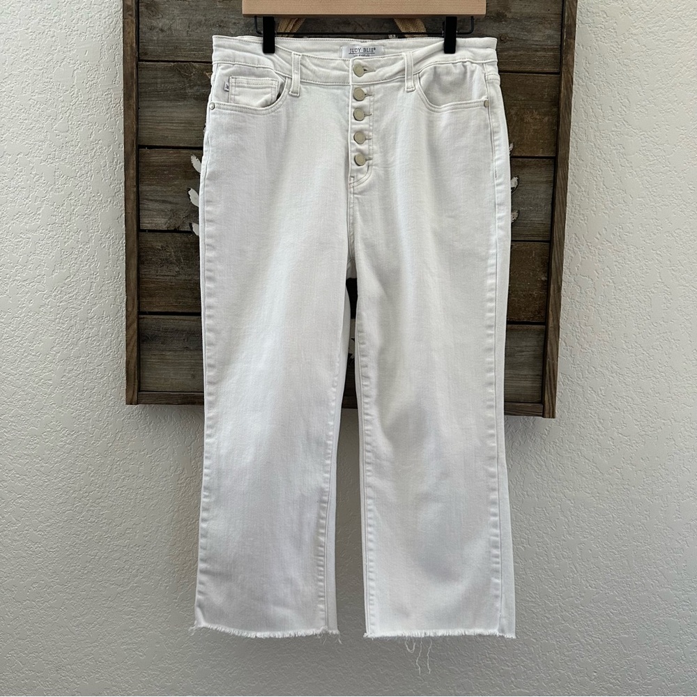 Judy Blue Off White Button-Fly Women Cropped Jeans size 13/31‎